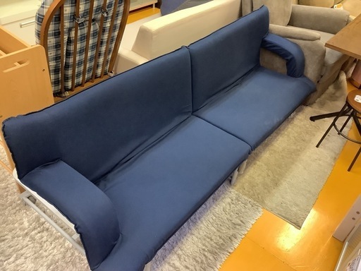 【リサイクルサービス八光】幅200㎝　リクライニング３人掛け　ソファベッド / 折りたたみ式