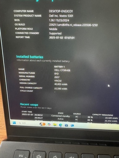 パソコン Dell Vostro 5301 Core i5 MEM8GB SSD256GB