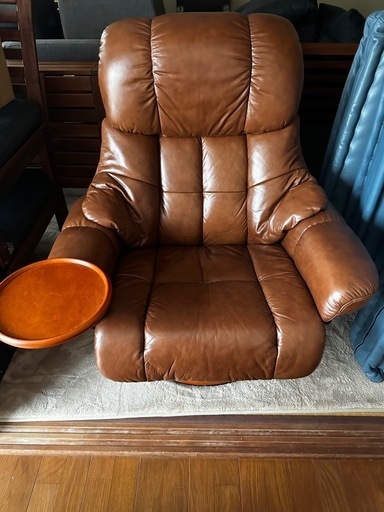 牛皮ソファ　オットマンのセット