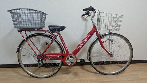 ノーブランド ママチャリ 6速 27インチ 前後かご付き 手渡し限定