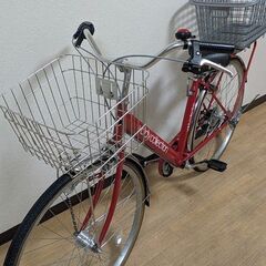 ノーブランド ママチャリ 6速 27インチ 前後かご付き 手渡し限定　の画像