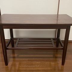 コーヒーテーブル　木製ダークブラウン下棚付きの画像
