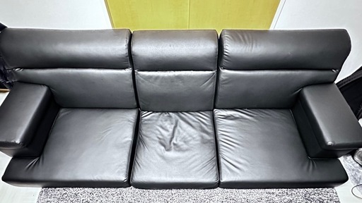 コーナー付きレザーソファ