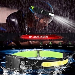  新品　ハンドセンサー付き　LED ヘッドライト USB充電式 COB作業灯 の画像