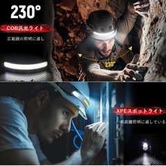  新品　ハンドセンサー付き　LED ヘッドライト USB充電式 COB作業灯 の画像
