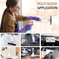 ミニモップ スポンジモップ スクイーズ 乾湿両用 絞り器付き デスク 窓拭き 鏡の画像