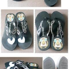 定価¥3980 極美品　軽量　ラインストーン付　厚底　サンダル　黒　36の画像