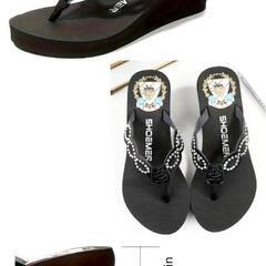 定価¥3980 極美品　軽量　ラインストーン付　厚底　サンダル　...