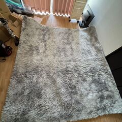 カーペット（185×190cm／グレー×ホワイト）の画像