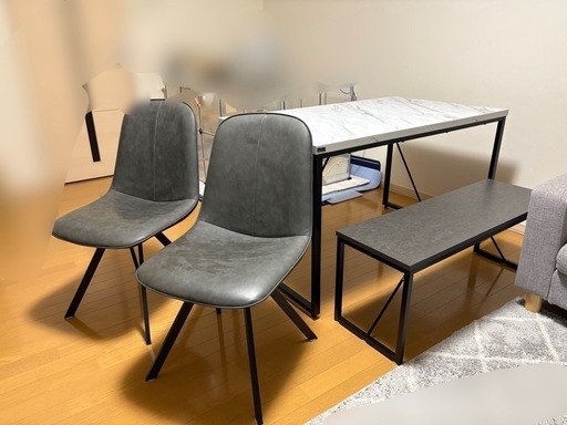 【札幌市引取限定】ニトリ　テーブル、ベンチ、チェア　4点販売(バラ要相談)