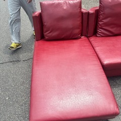 🉐カウチソファーセット　赤　L字ソファ　レッド　3人掛け　三人掛けの画像