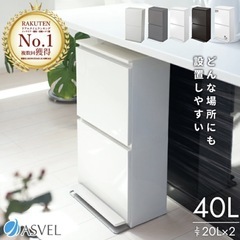 【取引先決定】アスベル　ゴミ箱 分別ペダル２段　４０Ｌ　ホワイトの画像
