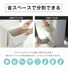 【取引先決定】アスベル　ゴミ箱 分別ペダル２段　４０Ｌ　ホワイトの画像