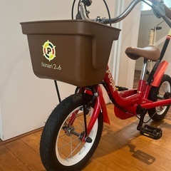 【受付終了】
いきなり自転車　12インチ　赤　舵取り棒つきの画像