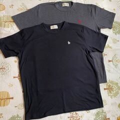 【お買得】Tシャツ ニット素材 LL 黒＆チャコール2枚セット【黒訳あり 】の画像