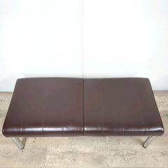 jy■KOKUYO/コクヨ ベンチ ブラウン ロビーチェア パブリックベンチ 約W100×D45×H33cm 25g菊Eの画像