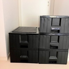衣類収納ケース黒ブラック5個セットUSEDアルコール除菌済みの画像