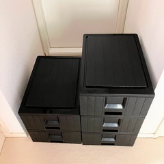 衣類収納ケース黒ブラック5個セットUSEDアルコール除菌済みの画像