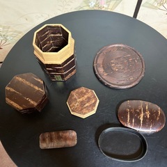 御茶筒揃と鍋敷きと楊枝入れの画像