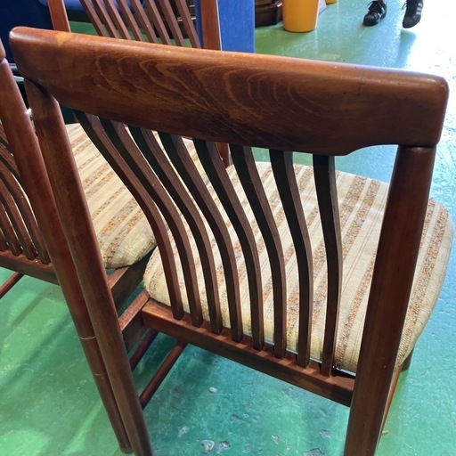 【松田家具/アンティーク】ヴィンテージ　四脚セット　ビンテージ　ダイニングテーブル　ダイニングチェア　昭和レトロ　椅子　イス【4脚セッ