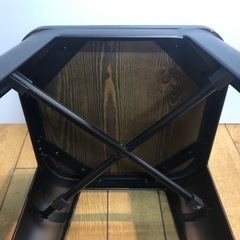 バースツール カウンターチェア スチール脚 座面木製 アメリカン イス　ブラックの画像