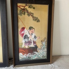 恵比寿様 置物 額縁 縁起物 刺繍