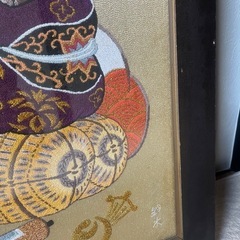 布袋様 置物 額縁 縁起物 刺繍の画像
