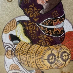 布袋様 置物 額縁 縁起物 刺繍の画像