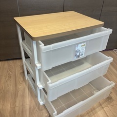 【アイリスオーヤマ】【IRIS】3段収納ケース／ウッドトップチェストの画像