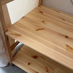 【武蔵小山店】 　配送可！　 追加棚2枚付き(計5枚)　無印良品 MUJI パイン材 ユニットシェルフ　ワードローブ 布カバー 付きクローゼット ハンガーラック 木製ラック シンプル家具 衣類収納 天然木 無垢材 収納家具 木製ワードローブ 北欧風家具 ナチュラルインテリア 無印 棚板 高さ調整可能 棚板5枚　シェルフ　ラック　棚　オープンシェルフ　の画像