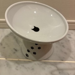 猫壱(necoichi)ハッピーダイニング 猫用 脚付にゃにゃめフードボウル ハイタイプ 猫柄吐き戻し軽減 電子レンジ&食器洗浄機対応の画像