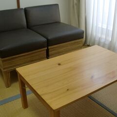 ホテルソファー＆無印テーブルセット　二人用　圧迫感少コンパクト/...