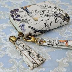 ボタニカル柄 花柄 がま口ポーチ&ミニ財布セットの画像