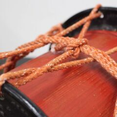 【7/12受渡完了】≪ZR734ジ≫かつぎ桶胴太鼓/和太鼓 1尺2寸 楽器/和楽器/打楽器 祭囃子 民芸品 古道具/古民具 仙台 祭り向日葵の画像