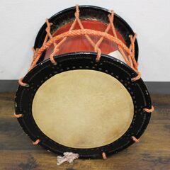 【7/12受渡完了】≪ZR734ジ≫かつぎ桶胴太鼓/和太鼓 1尺2寸 楽器/和楽器/打楽器 祭囃子 民芸品 古道具/古民具 仙台 祭り向日葵の画像