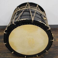 ≪ZR735ジ≫かつぎ桶胴太鼓/和太鼓 1尺4寸 楽器/和楽器/打楽器 祭囃子 民芸品 古道具/古民具 仙台 祭り向日葵の画像