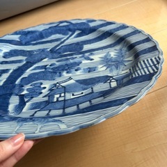 古伊万里　大皿　松竹梅　骨董品　レトロ　陶磁器 藍色　染め付けの画像