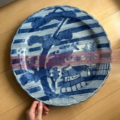 古伊万里　大皿　松竹梅　骨董品　レトロ　陶磁器 藍色　染め付けの画像
