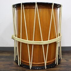 【ヤ取終了8/17】≪ZR736ジ≫かつぎ桶胴太鼓/和太鼓 1尺5寸 楽器/和楽器/打楽器 祭囃子 民芸品 古道具/古民具の画像