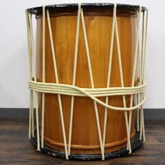 【ヤ取終了8/17】≪ZR736ジ≫かつぎ桶胴太鼓/和太鼓 1尺5寸 楽器/和楽器/打楽器 祭囃子 民芸品 古道具/古民具の画像