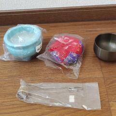 未使用仏具３点　香炉、りん座布団、火消し　プラス　りんの画像