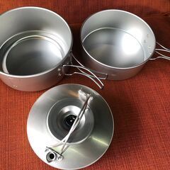 ★美品! EVER NEW COOK KIT エバニュー クックキッド コッヘルLL クックキッド アルミ製クッカーセット 収納袋付　リサイクルショップ札幌　買取本舗　西野店の画像