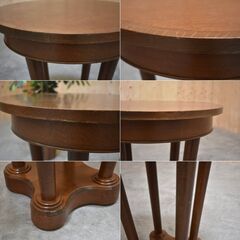 ≪zyt2315ジ≫ ヴィンテージ家具 ラウンドテーブル 直径60cm オーク材 英国アンティーク調 オケージョナルテーブル/サイドテーブル/中古家具/宮城県仙台市 70704-04の画像