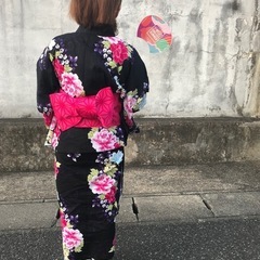 レディース　浴衣一式　帯・長襦袢・草履・巾着つきの画像