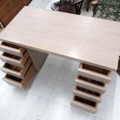使用感あり 両袖机 幅120×奥行60×高さ70cm 引き出し8杯 デスク 事務用 オフィス 苫小牧西店の画像