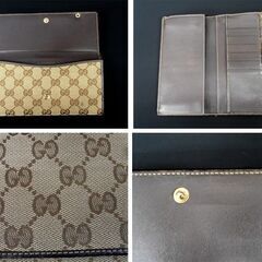 グッチ 長財布 GGキャンバス グッチョリ チワワ GUCCI ベージュｘブラウン 226154 レディース 中古 苫小牧西店の画像