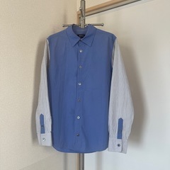 A.P.C. ブルー ストライプ 長袖シャツ ロゴ入り Mの画像