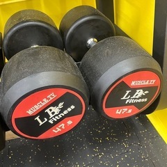 半額以下　中古ラバーダンベル　47.5kg2個の画像