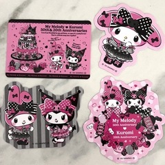 新品 Happyくじマイメロディ ♡バッチ等4種類セットの画像