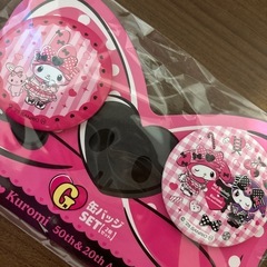 新品 Happyくじマイメロディ ♡バッチ等4種類セットの画像